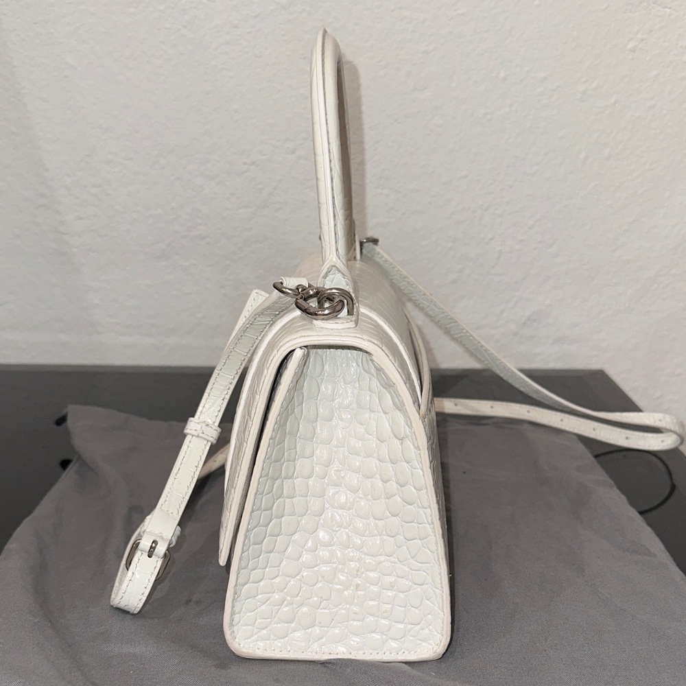 Balenciaga Hourglass White Embossed Leather Two Way Satchel - Picture 5 of 9